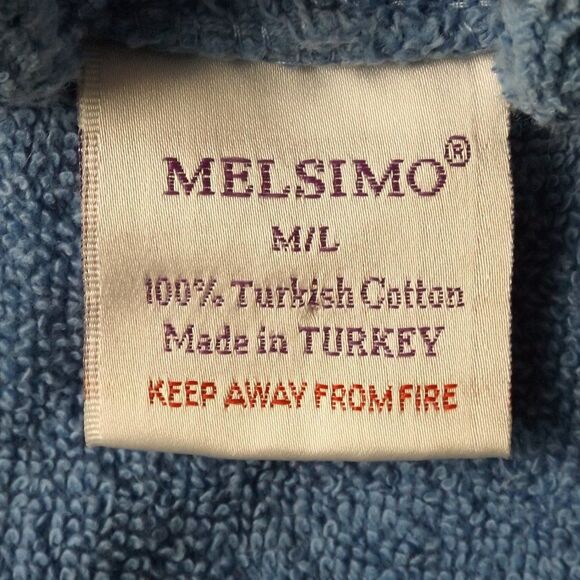 MELSIMO Terrycloth Robe, M/L, LIGHT Blue, Long sleeve, Wrap front, matching belt - Picture 10 of 11